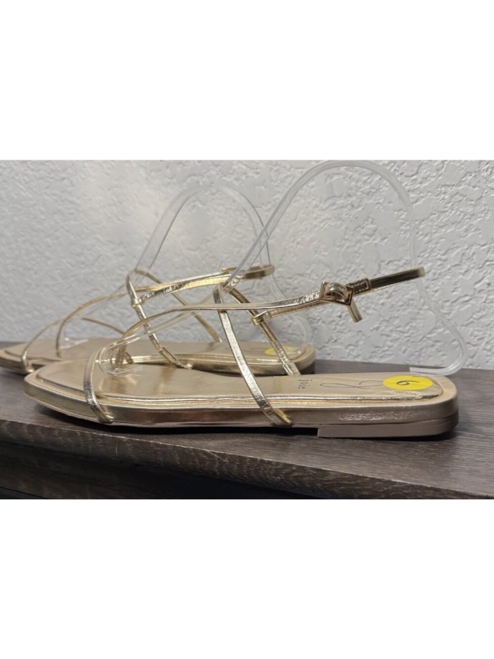 Joie Flat Glory Sandals Women 9m Gold Metallic Leather Strappy NEW Square Toe - Picture 7 of 11